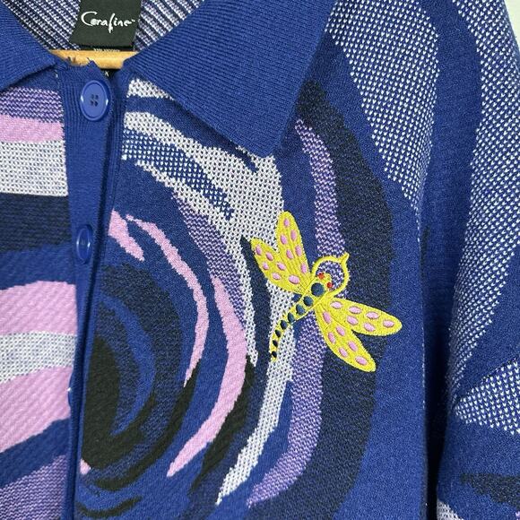 Coraline x Laika BoxLunch Cardigan Sweater 2X Blue Purple Recycled Knit - Picture 2 of 8